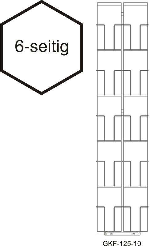Karten-Bodenständer, 125 mm, 60 Fächer, 2-reihig, 6-seitig, silber
